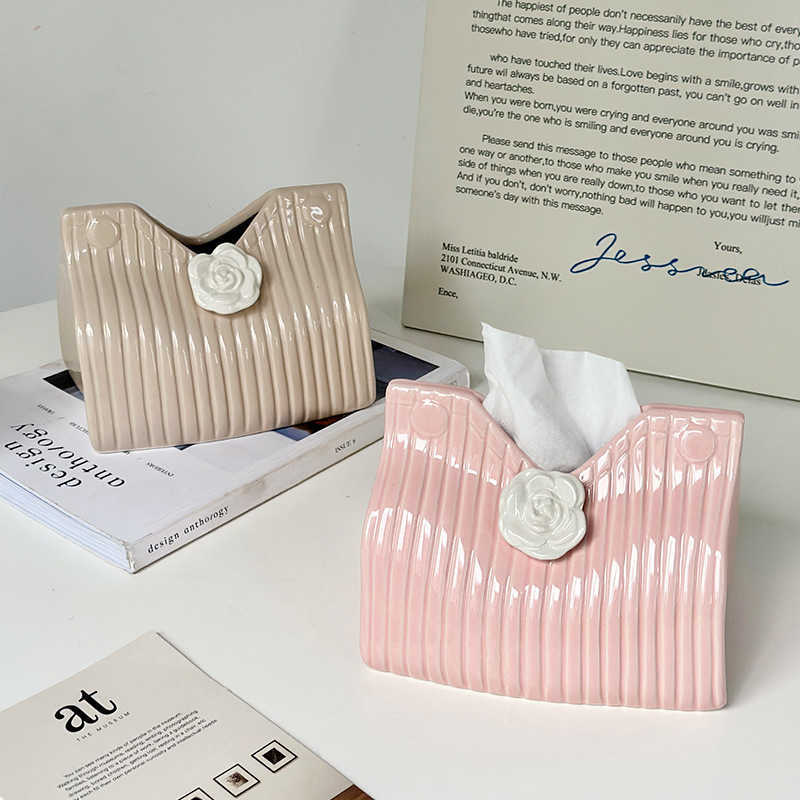 Camellia Tissue Box for Home Use in Living Room and Bedroom HighEnd Desktop Decoration Ceramic Tissue Box C251010