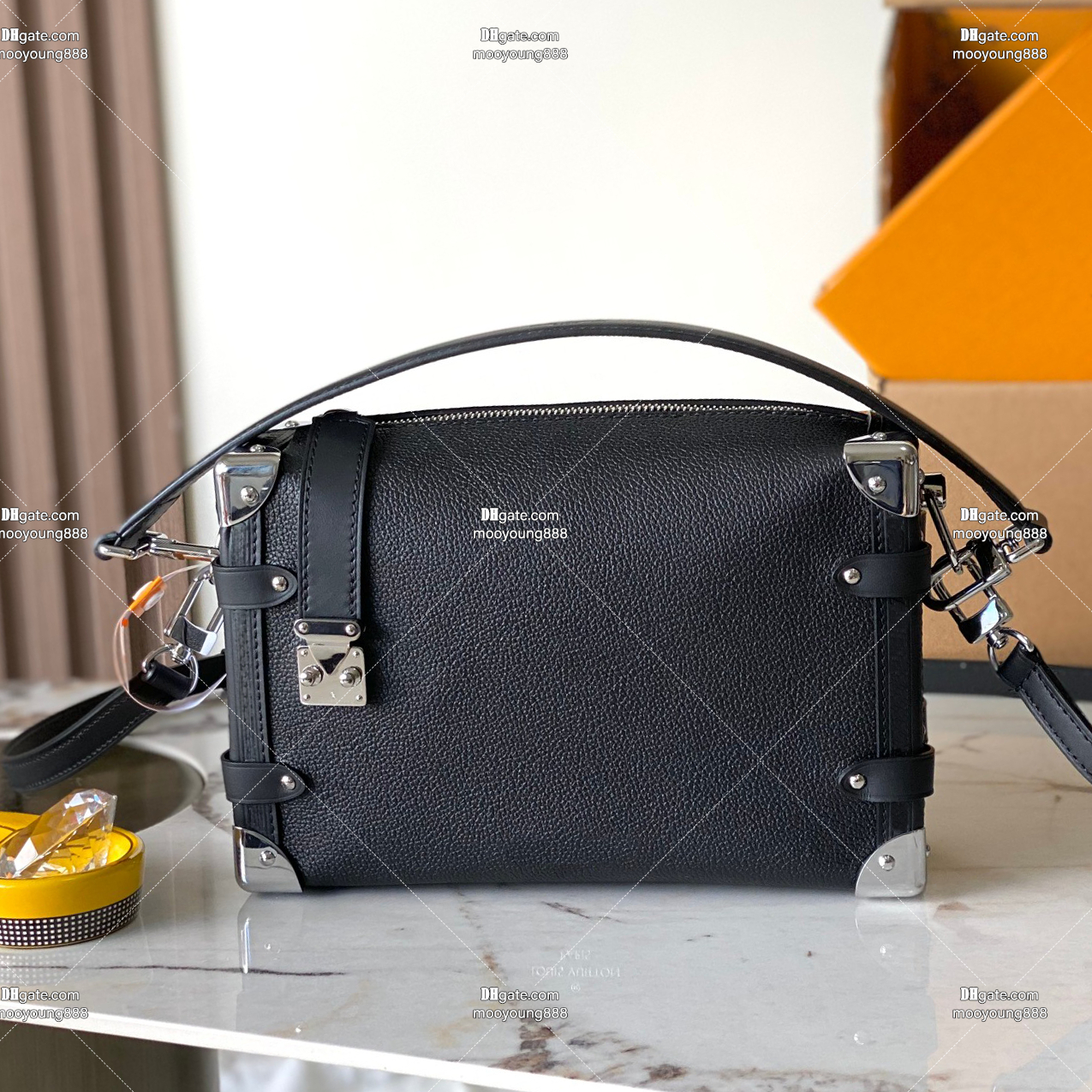 12A Upgrade Mirror Quality Designer Side Trunk Bags Luxury Handbags for Women Genuine Leather Crossbody Bags Black Purse with Box