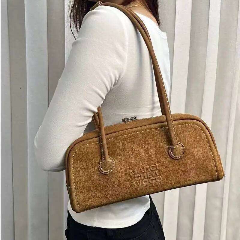 Marge Sherwood Korean Cowhide Boston Hand-Held Underarm Bowling Shoulder Bag Mdng2510