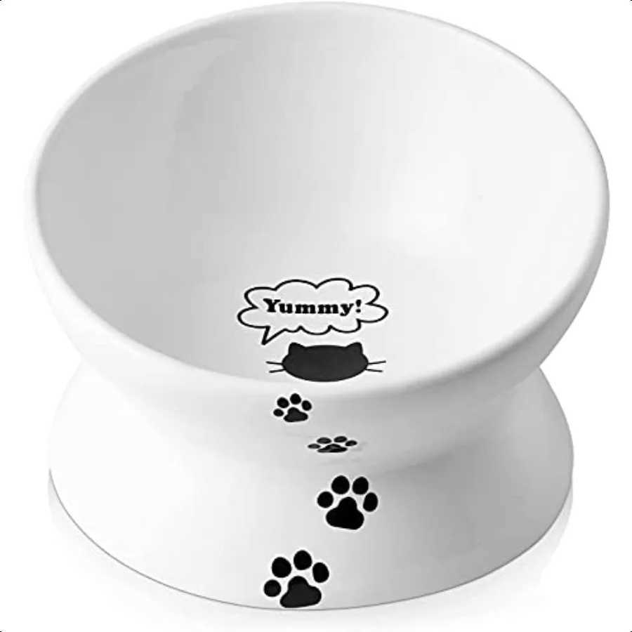 Cat Bowl Anti Vomiting Raised Food Bowls Tilted Elevated Bowl Ceramic Pet Food Bowl for Flat Faced Cats Small Dogs Protect Pet C251009