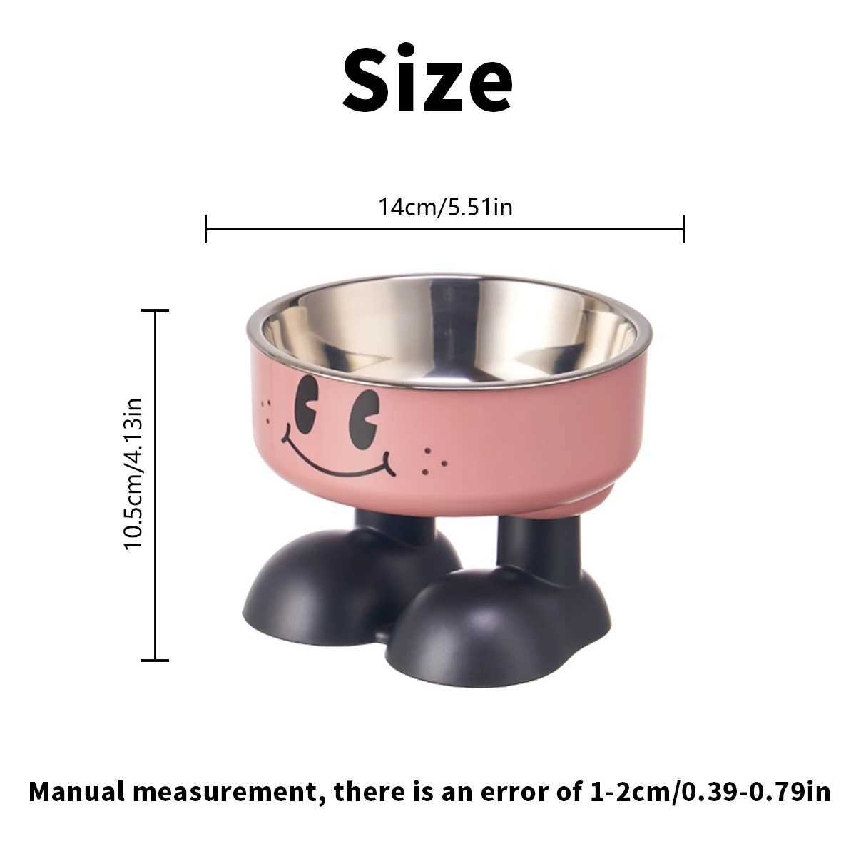 A smiling face highlegged pet bowl fashionable stainless steel largecapacity dog bowl for feeding and water neckprotectin C251009