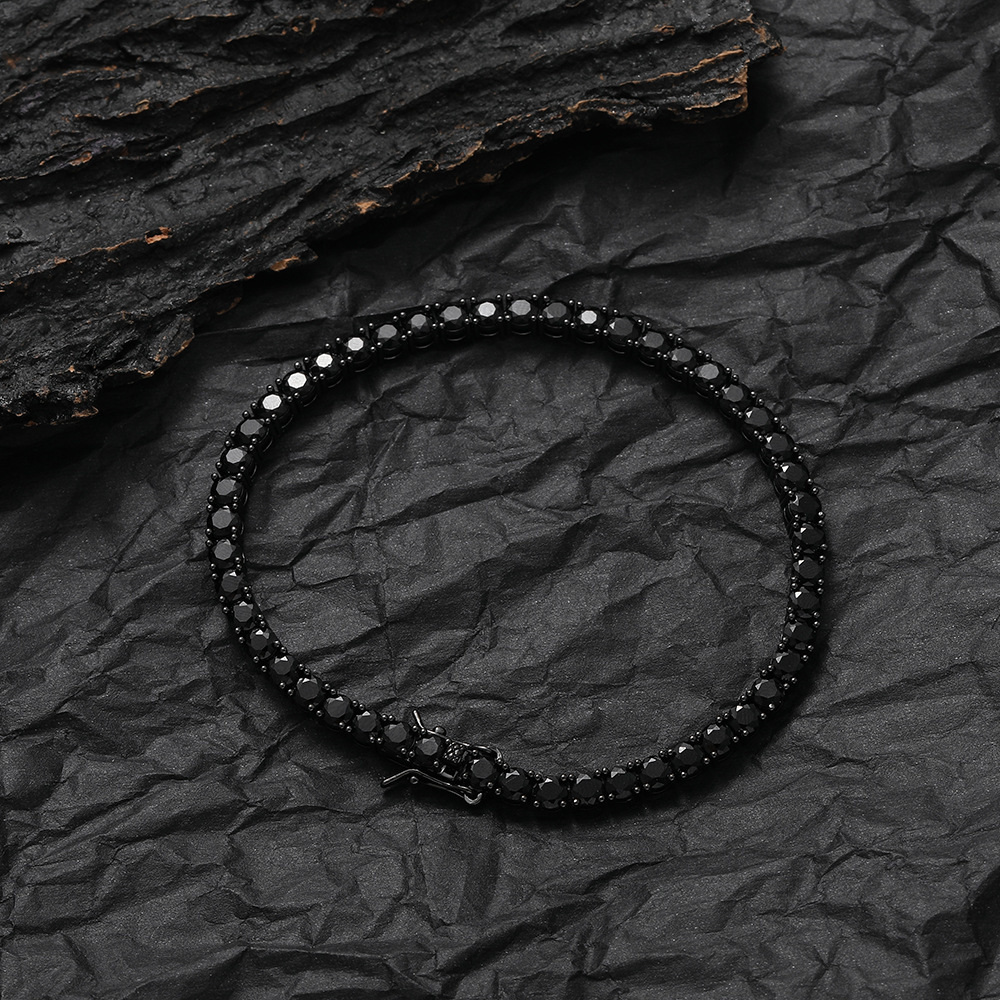 3mm 4mm 5mm black zirconia tennis bracelet for men and women brass chain bracelet BB238 250407