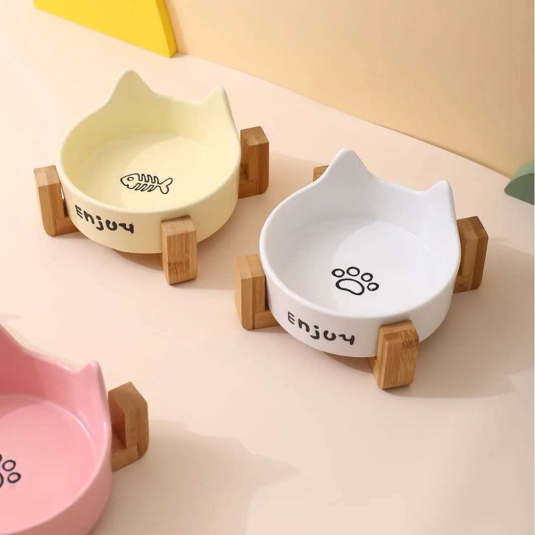 Christmas cat gift creamstyle cat ear home ceramic pet bowl antioverturning food bowl suitable for both cats C251009