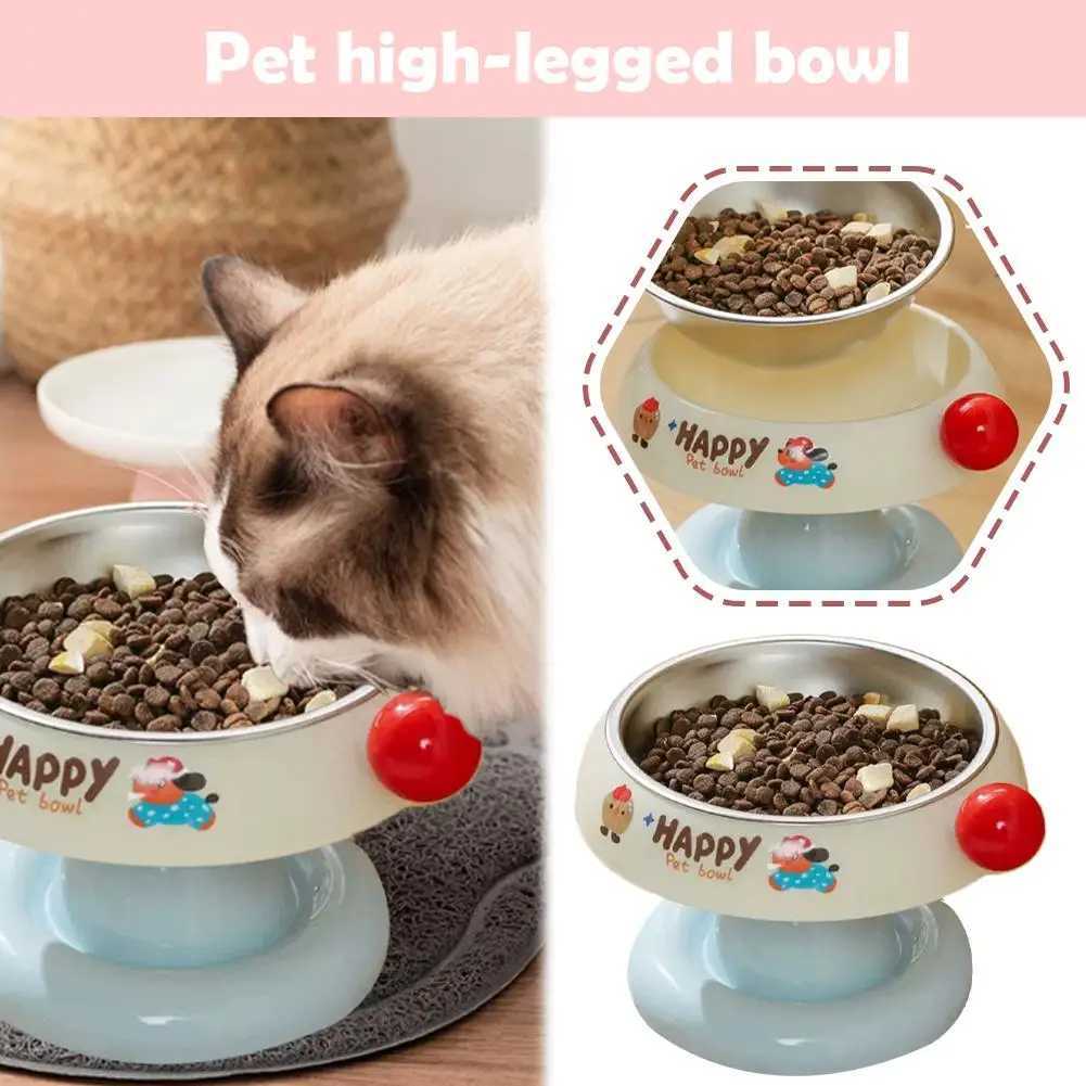 Stainless Steel Pet Bowl Nonslip Antirollover Neckprotecting Cat Food Bowl Dog Bowl Protect Cervical Vertebrae Cats And Dogs C251009