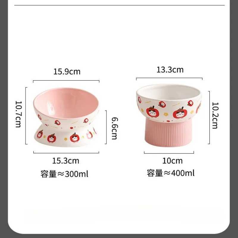 Elevated Ceramic Pet Bowl AntiTip Slow Feeder Wide Angled Mouth Design for Cats Dogs to Prevent Neck Strain Chin Acne C251009