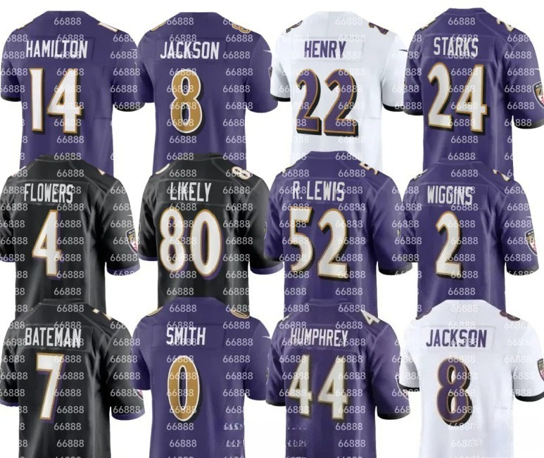 nfl Ravens Jersey custom Ray Lewis Ed Reed Derrick Henry Lamar Jackson Kyle Hamilton Nate Wiggins Roquan Smith Malaki Starks Zay Flowers Mark Andrews Rashod