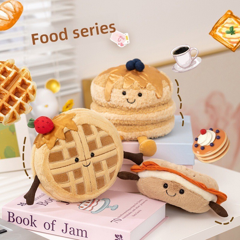 jc Bagel Waffle Pancake Plush Toy Realistic Bread Food Series Doll