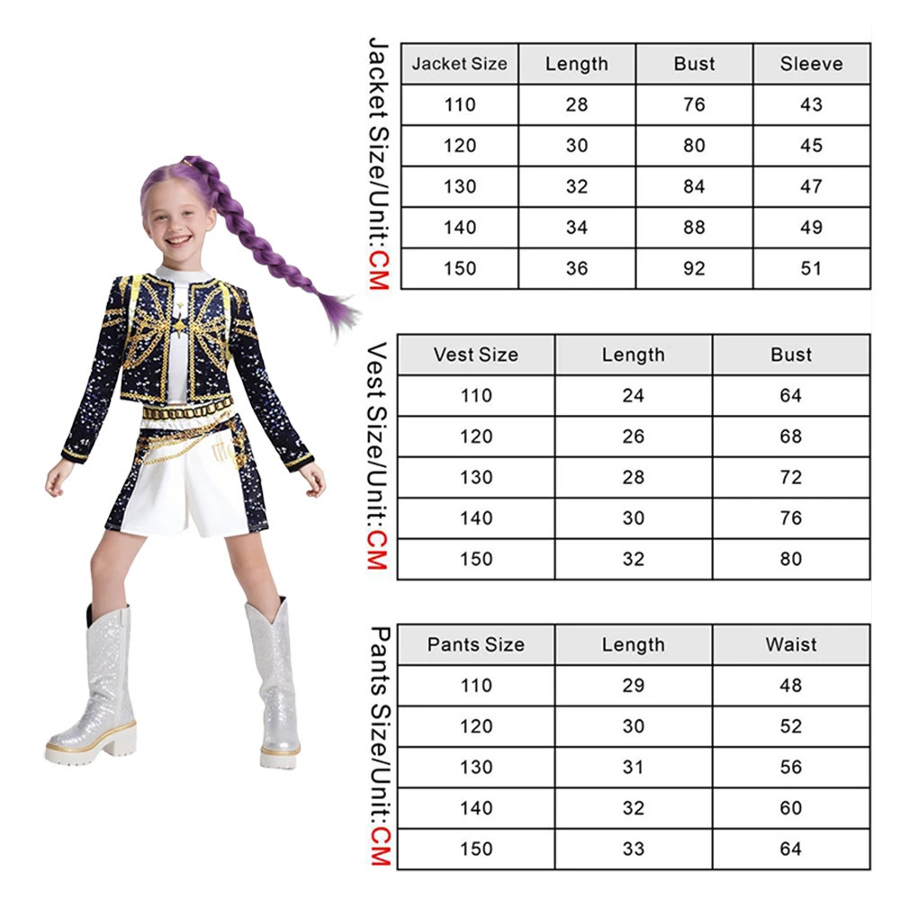 Halloween Costume Rumi Cosplay Kpop Warrior Costume Wig Disguise Rummy Girl Birthday Party Gift Carnival Performance Clothes Set251010