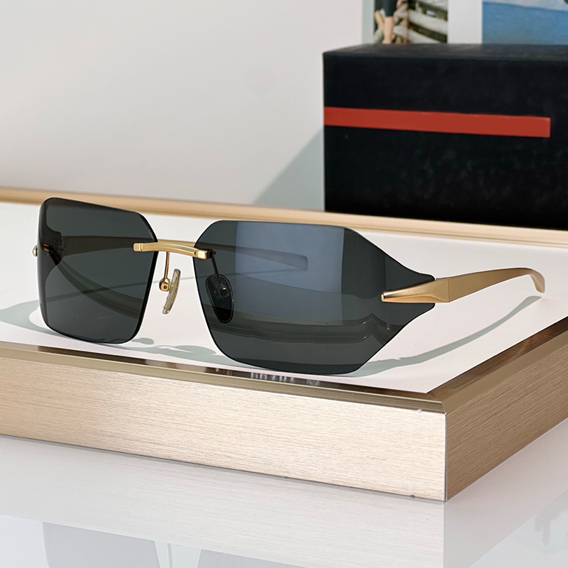Fashion Runway Rimless Sunglasses Women Men Luxury Sunglasses A55 Designer Sunglasses Outdoor Goggles UV400 Protection Glasses With Box