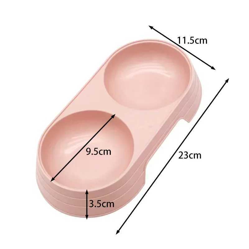 Pet Double Bowl Dogs and Cats Feed in Double Bowls Macaron Plastic Feeding Bowl Pet Supplies Cat Accessories Cat Products Cat Fo C251009