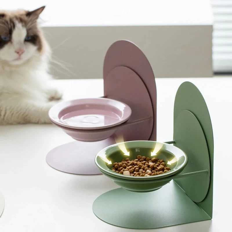 Detachable pet cat and dog bowl protects cervical vertebrae against upset height adjustable pet ceramic bowl C251009