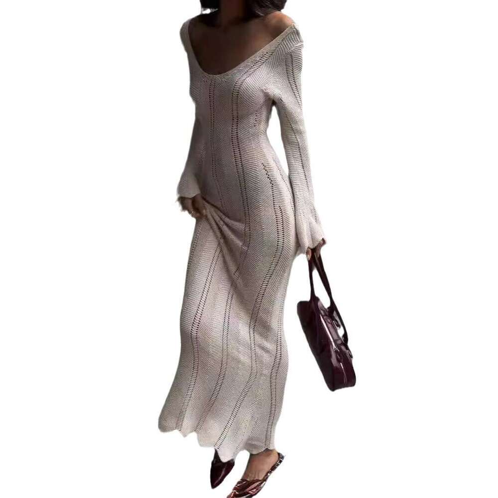 Sleeve Sexy Hollow Out Beach Long Lazy Tight Backless Spring Summer Women's Dress B5