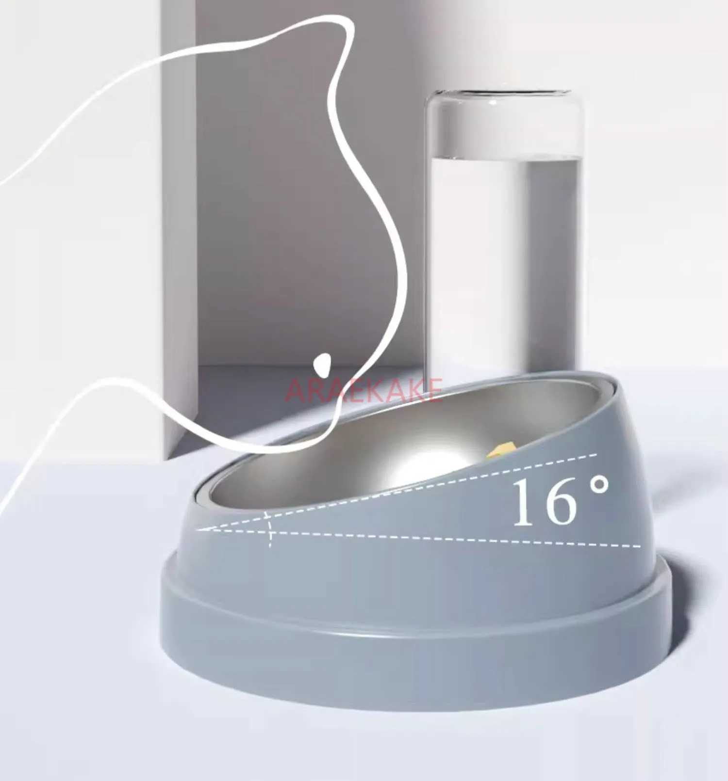 1pcs 2in1 automatic cat and dog food dispenser with 15 neck protection feeding bowl C251009