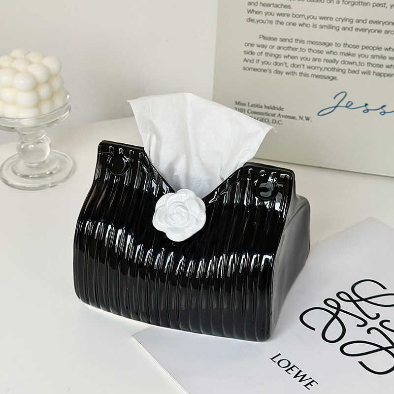 Camellia Tissue Box for Home Use in Living Room and Bedroom HighEnd Desktop Decoration Ceramic Tissue Box C251010