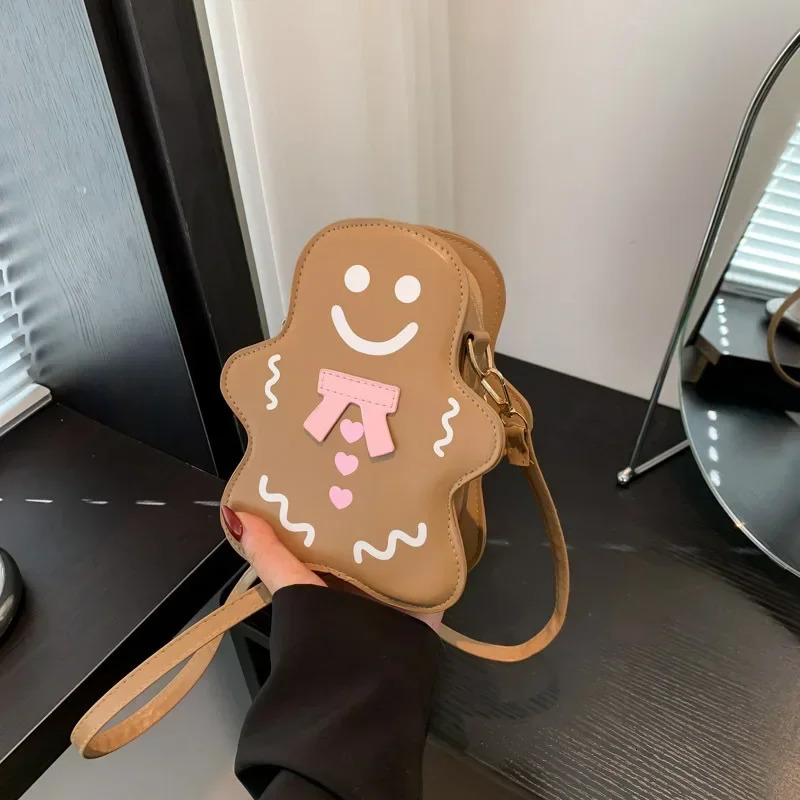 Gingerbread Man Shape Multi Color Internet Cartoon Personalized Creative Single Shoulder Cross Women Bag Trendy Girl Leisure 251009