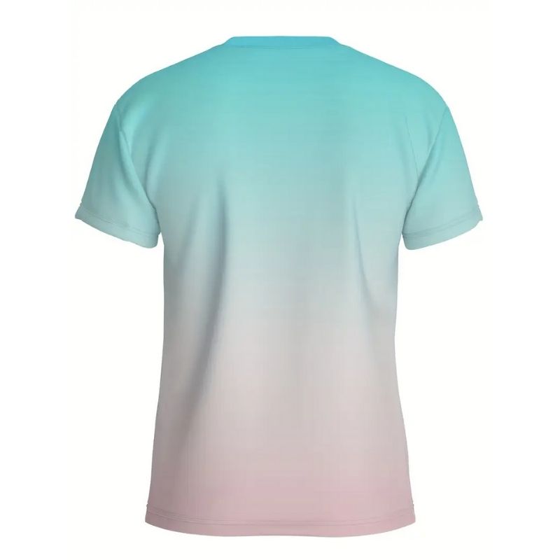 Men's Gradient Color Block T-Shirt with Palm Tree Sunset Graphic - Casual Summer Tee-50