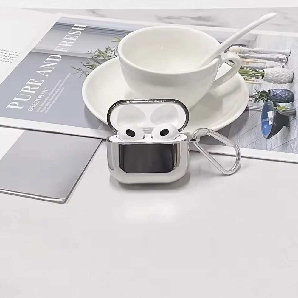 Electroplate Earphone Case For Airpods 1 2 3 Pro 2 Protective Cover For Airpods Pro Case Silver TPU With Keychain Box T251010