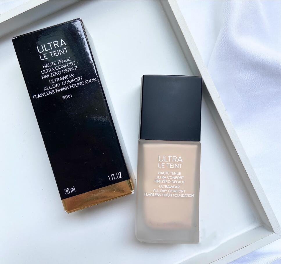 30ML Face Foundation Ultra Le Teint All Day Comfort Flawless Finish Foundations Long Lasting High Coverage Concealer 3 Colors B10 B20 BD01 Beauty Cosmetics