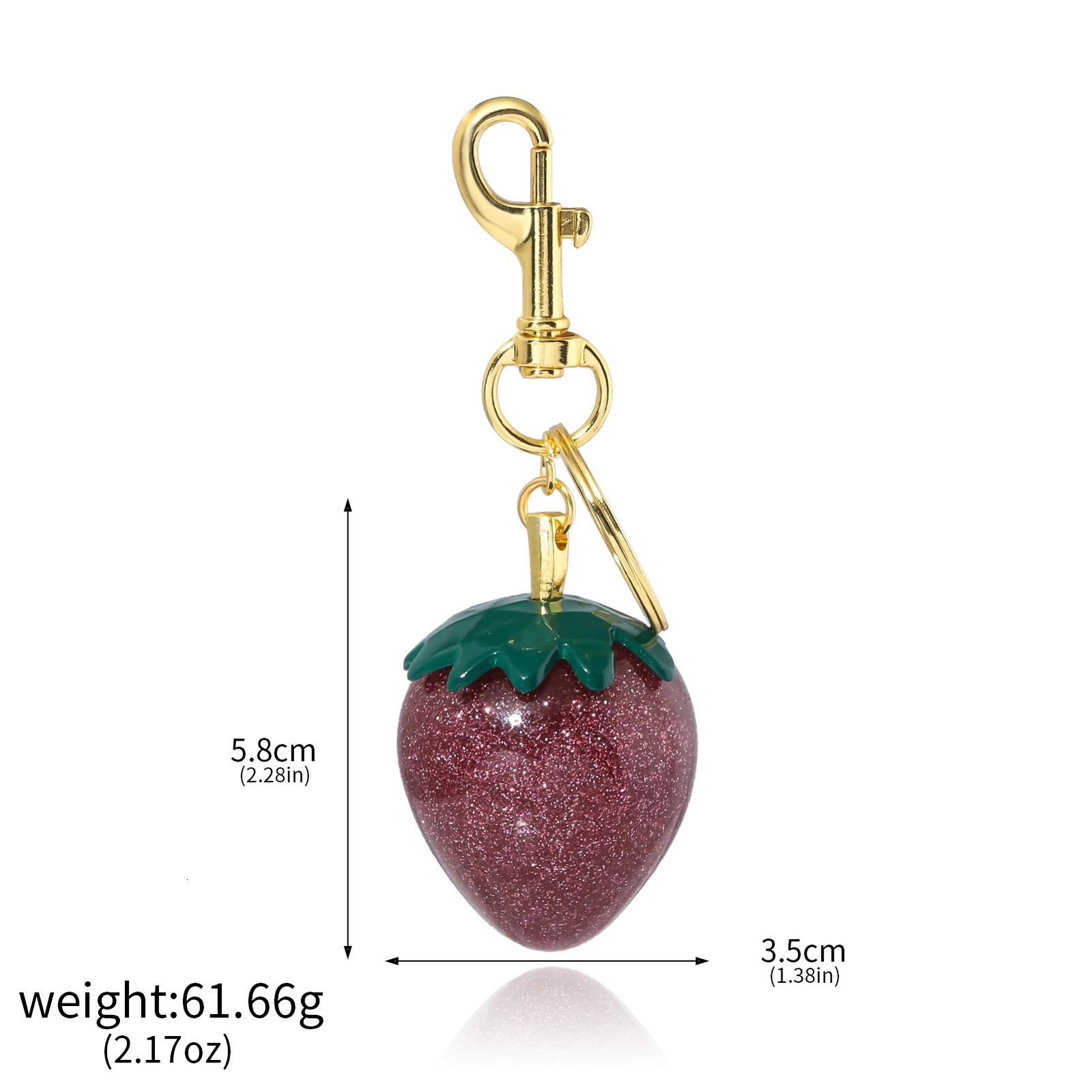Glitter Strawberry Bag Charm Keychain Exquisite Red Crystal Cherry Apple Key Chain for Women Bag Purse Pendant Accessories Gift 251010