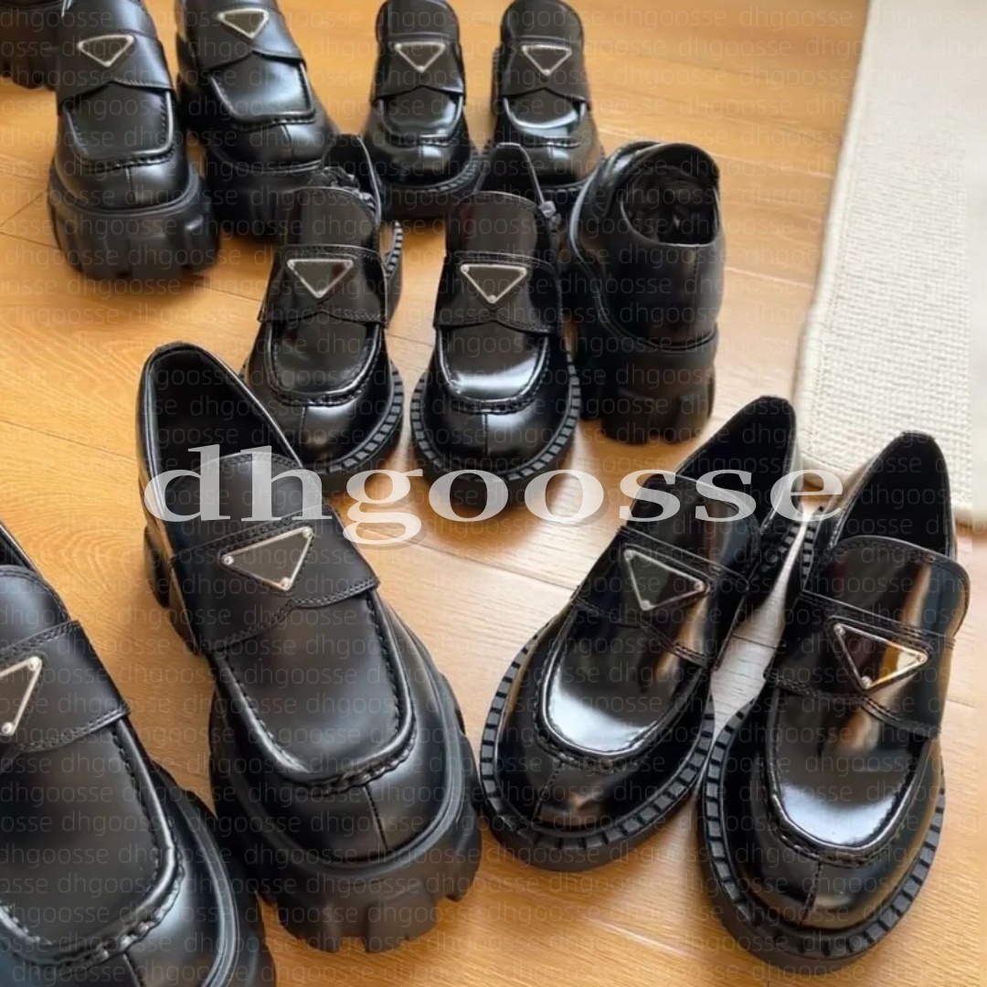 Designer Loafers Monolith Leather Brushed Designer Loafer Shoes Womens Slip On Women Oxford Chunky Rubber Luxury Lug Sole Platfrom Cowhide Dress Shoe Wedding 35-42