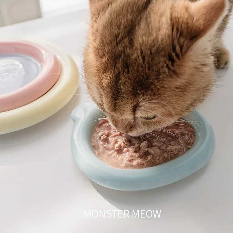 Pet Cat Bowl Cute Cartoon Pet Drinking Water Feeding Bowl Ceramics Cat Food Dog Food Utensils Cat Dog Pet Supplies Accessories C251009