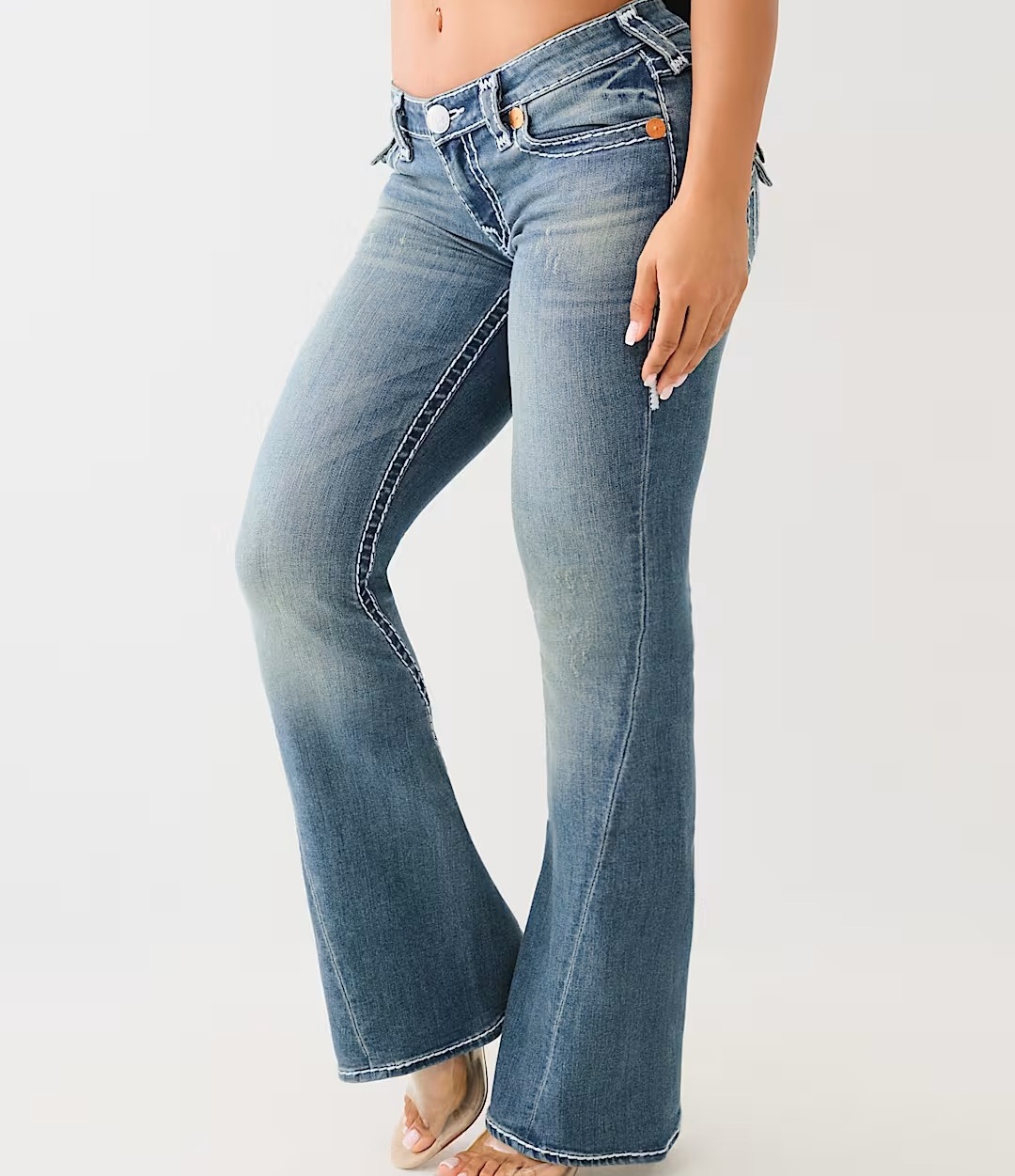 NEW True Denim Casual Jeans For Womens Y2k Embroidery High Street Hot Girl Low Waist Slim European American Bell-Bottoms Skinny Relgions Long Pants Z2