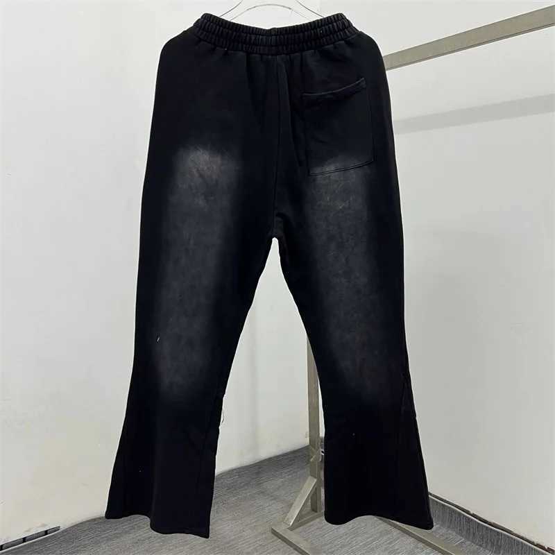 MIXED EMOTION Angel Print Pants Men Women Pure Cotton Washed Blue Oversized Drawstring Sweat Pants X251010