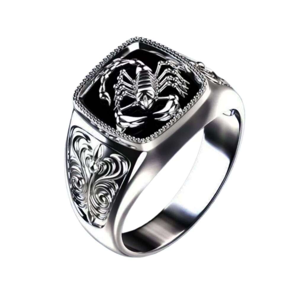 Designer Jewellery High Quality Epoxy Scorpion Ring with Zodiac Totem Relief Personalized Edgy Design Gift for All Occasions Textured Accessory