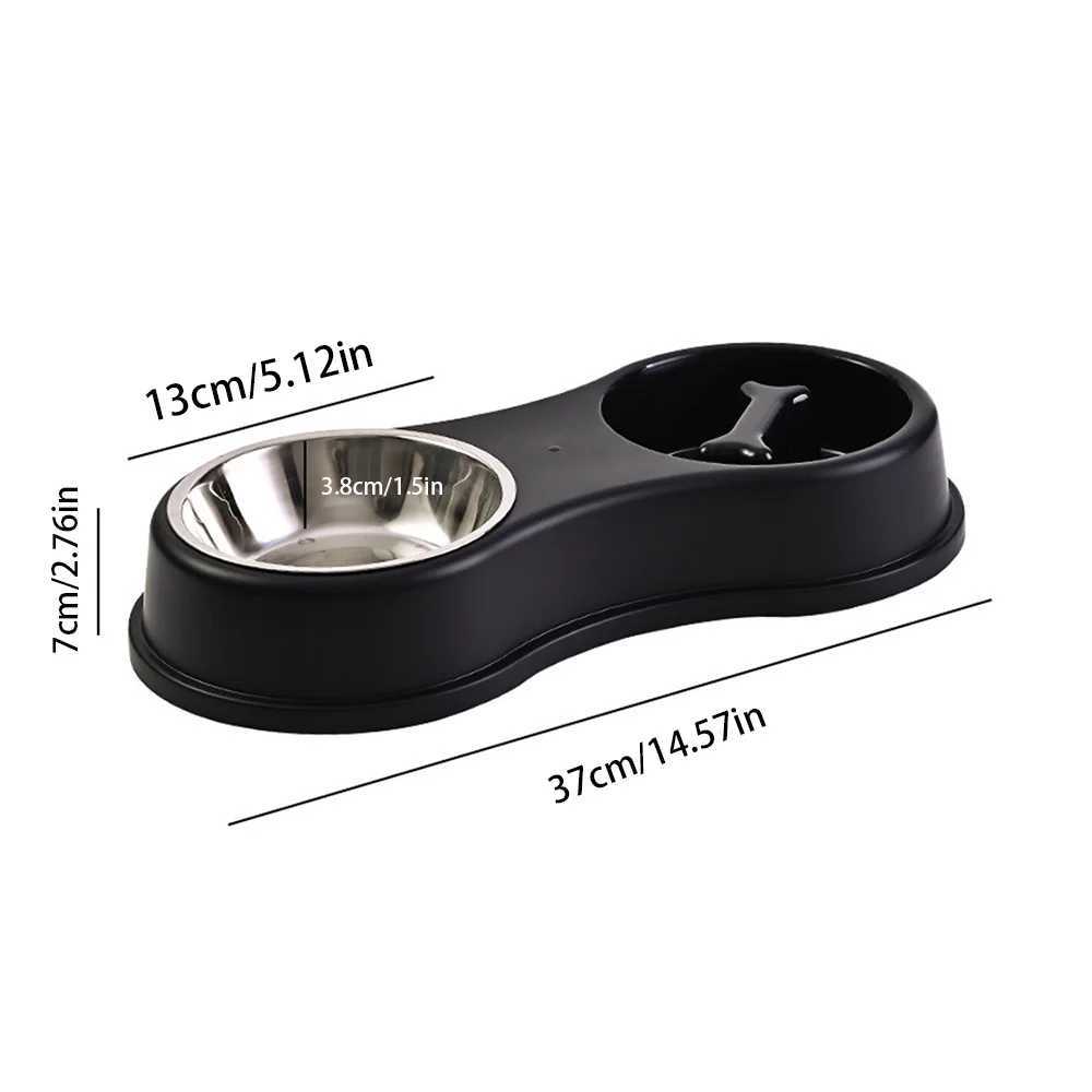Pet Slow Feeder Bowl Stainless Steel Double Bowl Dog Food Cat Bowl AntiChoke Feeder Dish for Puppy Kitten Durable Pet Supplies C251009