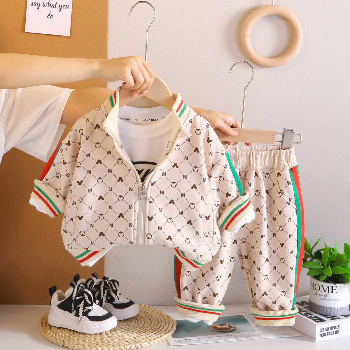 2025 Autumn New Fashionable 3Piece Long Sleeve Baseball Jacket Set Casual Coat for Boys and Girls Aged 125 C251010