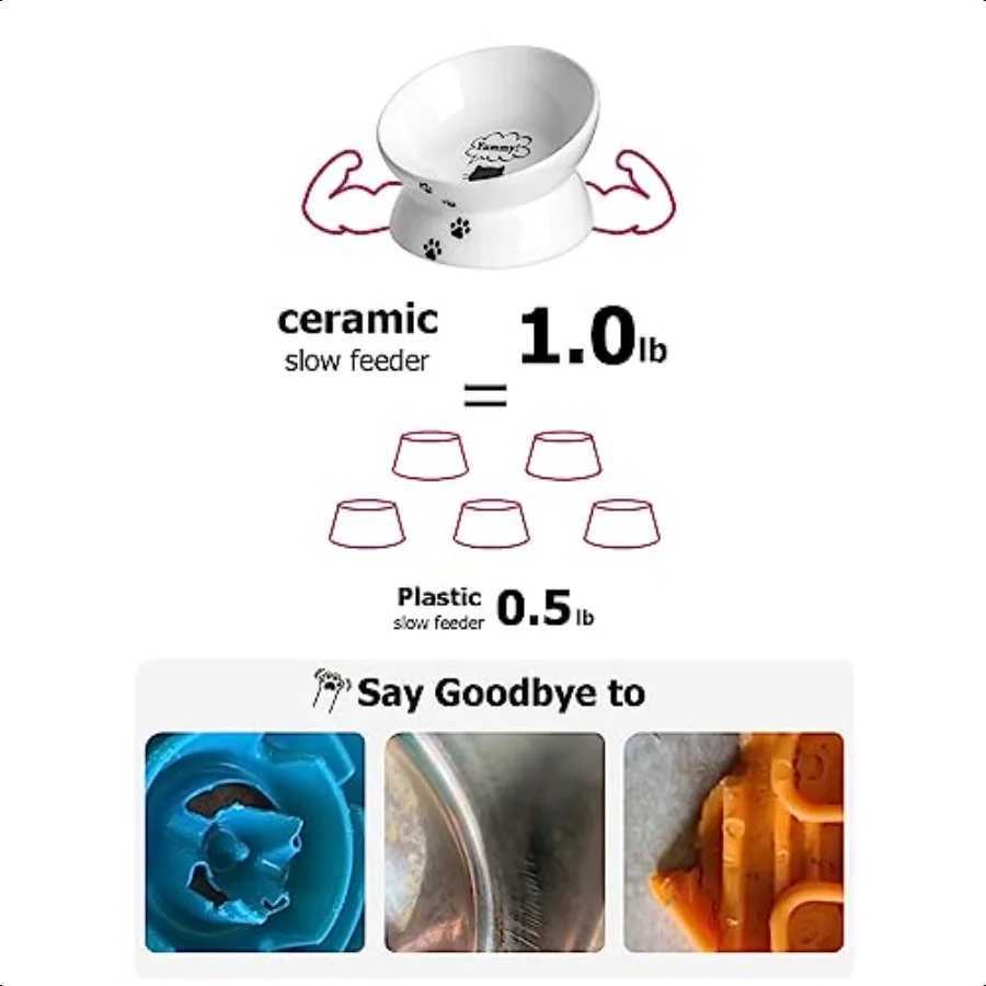 Cat Bowl Anti Vomiting Raised Food Bowls Tilted Elevated Bowl Ceramic Pet Food Bowl for Flat Faced Cats Small Dogs Protect Pet C251009