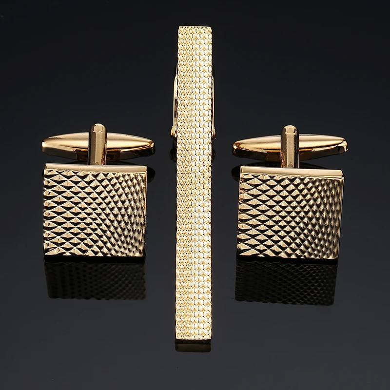 Copper material square batch flower tie clip cufflink box set mens French shirt cufflink business tie clip jewelry gift wholesa 251010
