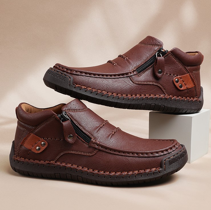 Luxury shoes Casual Men's Hot Leather Shoe Designer - free shipping Fashion Outdoor Hand sewn Flat Shoes