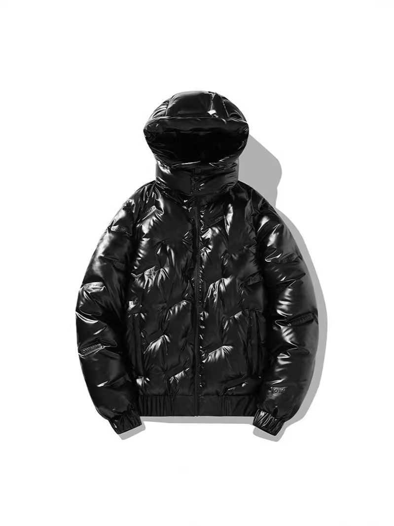 New style shiny trendy men's white duck down jacket with hood, detachable, thickened, loose and casual outerwear. J251010