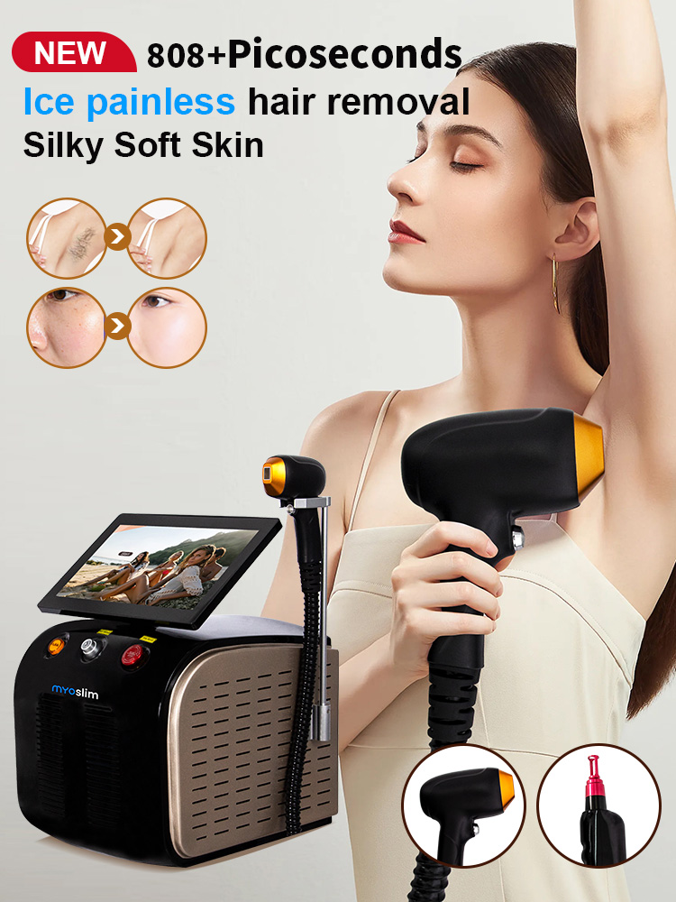 Professional 808nm Diode Laser Hair Removal Equipment Permanent Painless Non-invasive Permanent Cooling Head Painless Epilator Salon