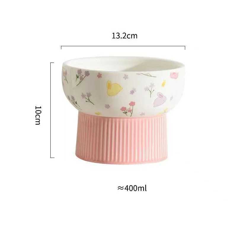 Cat Nordic Style Food Water Bowl Pet Animal Ceramic Eating Dishes High Foot Raised Puppy Cats Matte Bowls Elevated Dog Bowls C251009