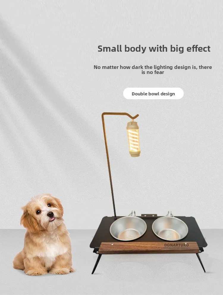 Cat Food Bowl Rack Outdoor Camping Dog Basin Double Bowl Shallow Mouth Special Water Bowl Rack Antioverturning Pet Drinking C251009