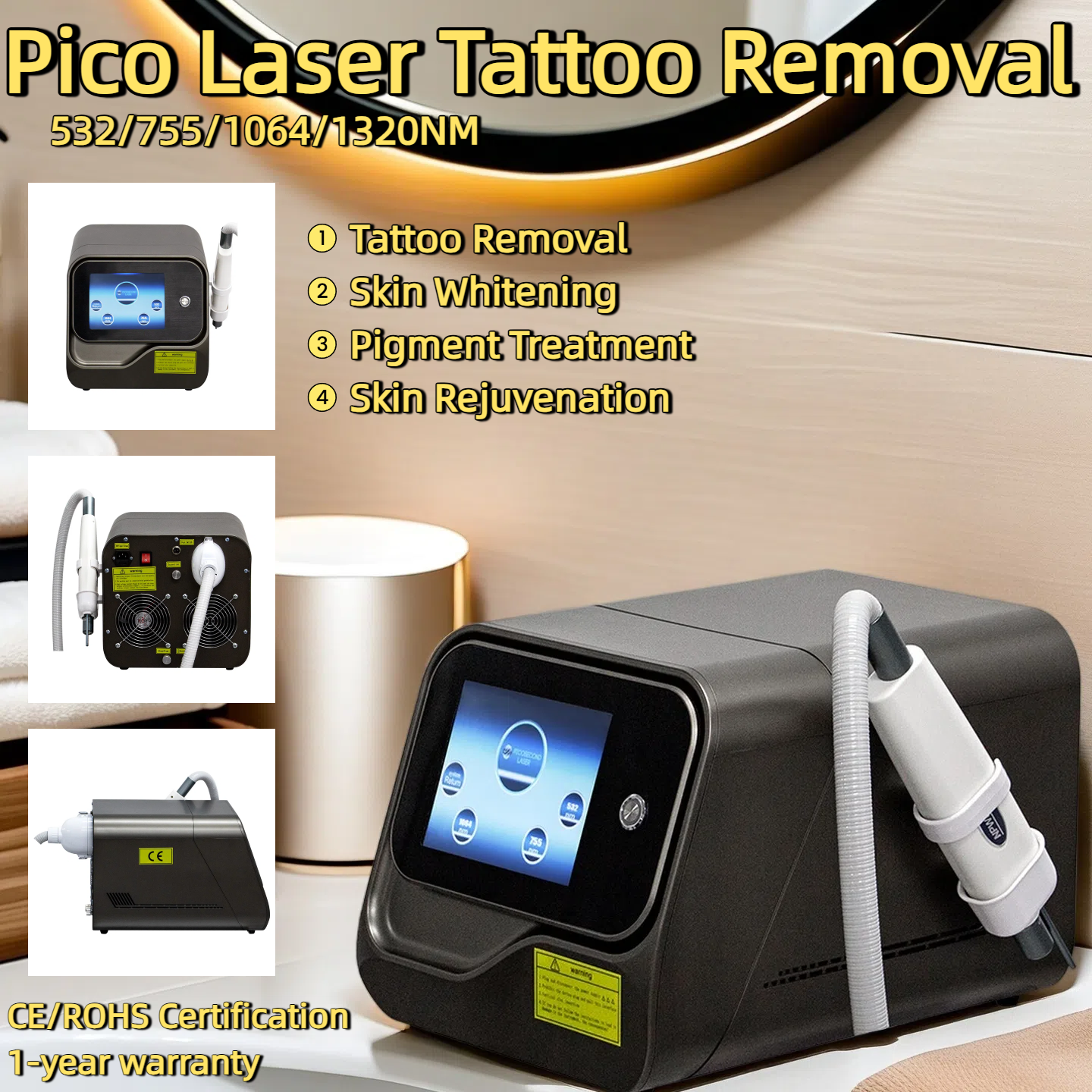 Professional Picosecond Pico Laser Tattoo Removal Whitening And Skin Rejuvenation Multifunctional Nd: Yag Laser Beauty Tattoo Removal And Eyebrow Remo