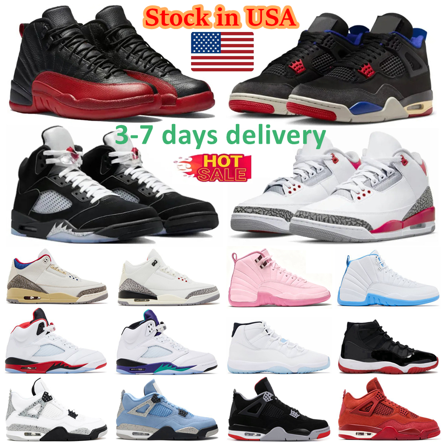 Designer Mens 3 3s 4 4s 5 5s 11 11s 12 12s 1 1s Basketball Shoes Black Cat Bred Cool Grey Fire Red Navy UNC Lucky Green Women Sneakers Sports Trainers Big Size 14 15 16