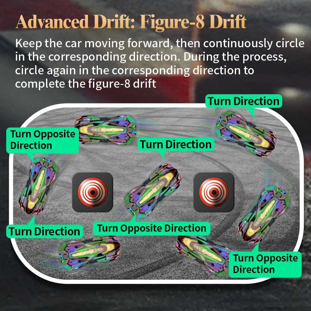 24G Neon Laser RC Racing Car 4WD High Speed Remote Control Drift Vehicle With Science Fiction Spray Toy For Kids Birthday GiftsT251010