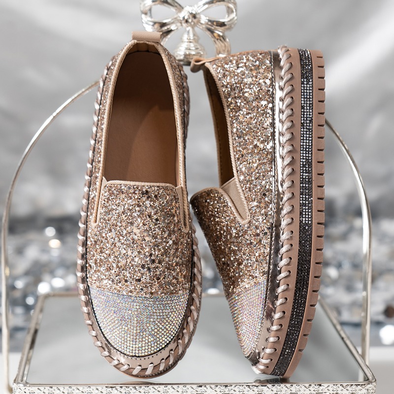 Women's Thin sold Soft Flat Shoes Water Diamond Color blocked casual designer Sports Shoes High quality Walking Shoes Diamond Luxury Women's