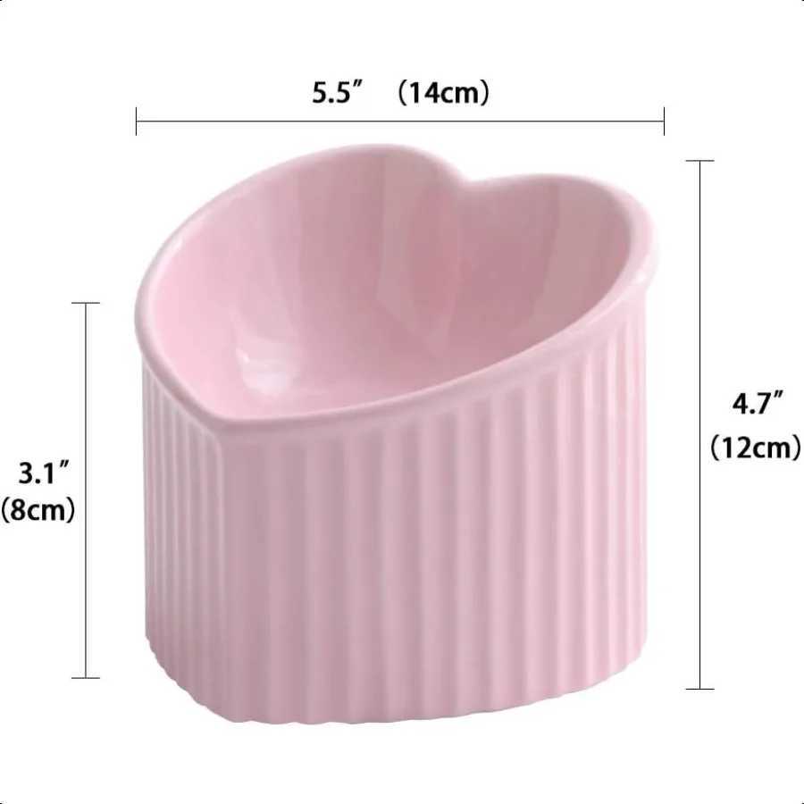 Pink Ceramic Raised Cat Bowls Tilted Elevated Food or Water Bowls Str Free Backflow Prevention Dishwasher and Microwave Safe Le C251009