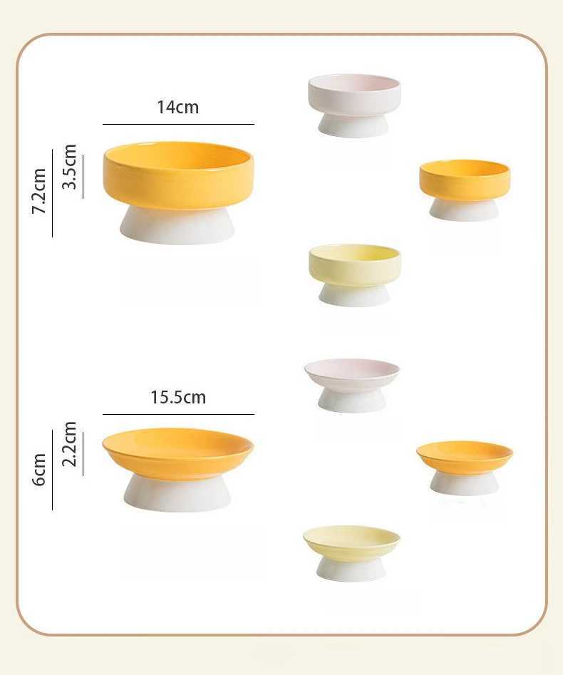 Pet Ceramic Cat Bowl Cervical Vertebrae Protective Cat Food Water Bowl Oblique Mouth Dish Pet Supplies C251009