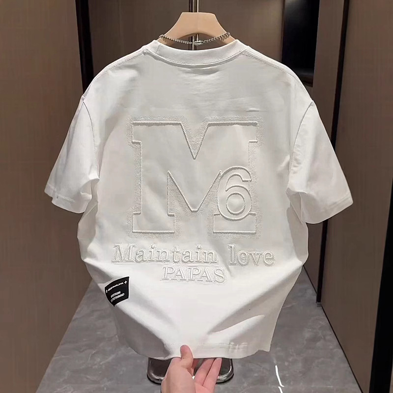 2025 Summer Trendy Brand Letter Embroidery Crew Neck Short Sleeve Men's Cool Designer Shirt Simple Fashion Designer Hoodie Loose Versatile Casual T-shirt