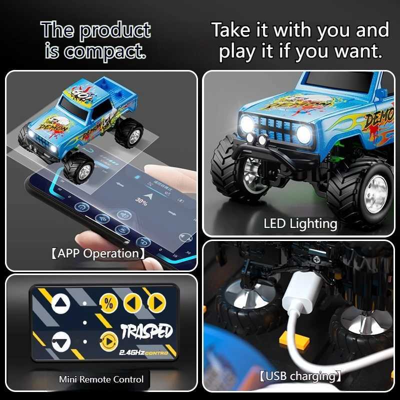 Small Monster 164 RC Car Mini 24Ghz Graffiti Design Remote Control Drift Car HighSpeed Offroad Climbing Cars Childrens ToysT251010