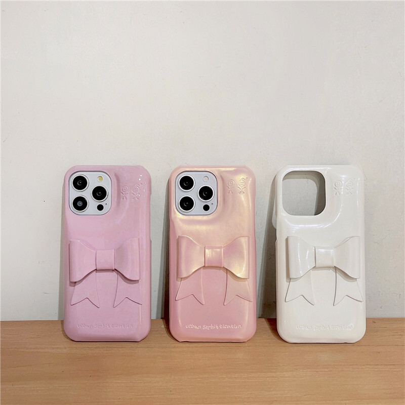 for iPhone17 Case, Simple Pure Color Cute 3D Bow Smooth Feel Suitable for Girls Shockproof and Wear-Resistant Phone Case