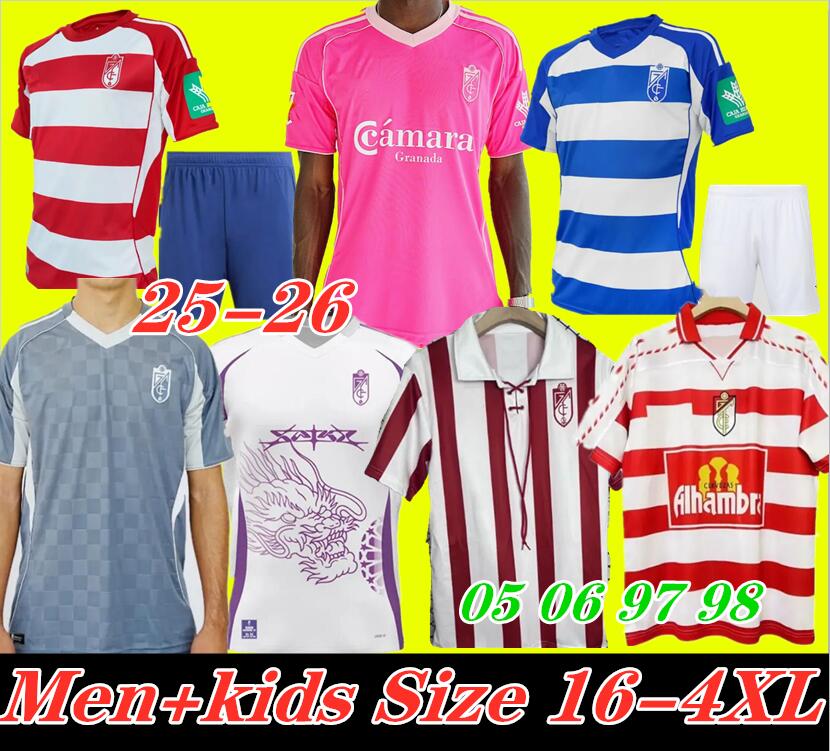 25 26 Granada CF Soccer Jerseys L.WILLIAMS STOICHKOV BOYE M.TRIGUEROS 2025 2026 WEISSMAN HONGLA INSUA RUIZ LAMA RODELAS Men Uniforms Retro 1997 2005 Football Shirts