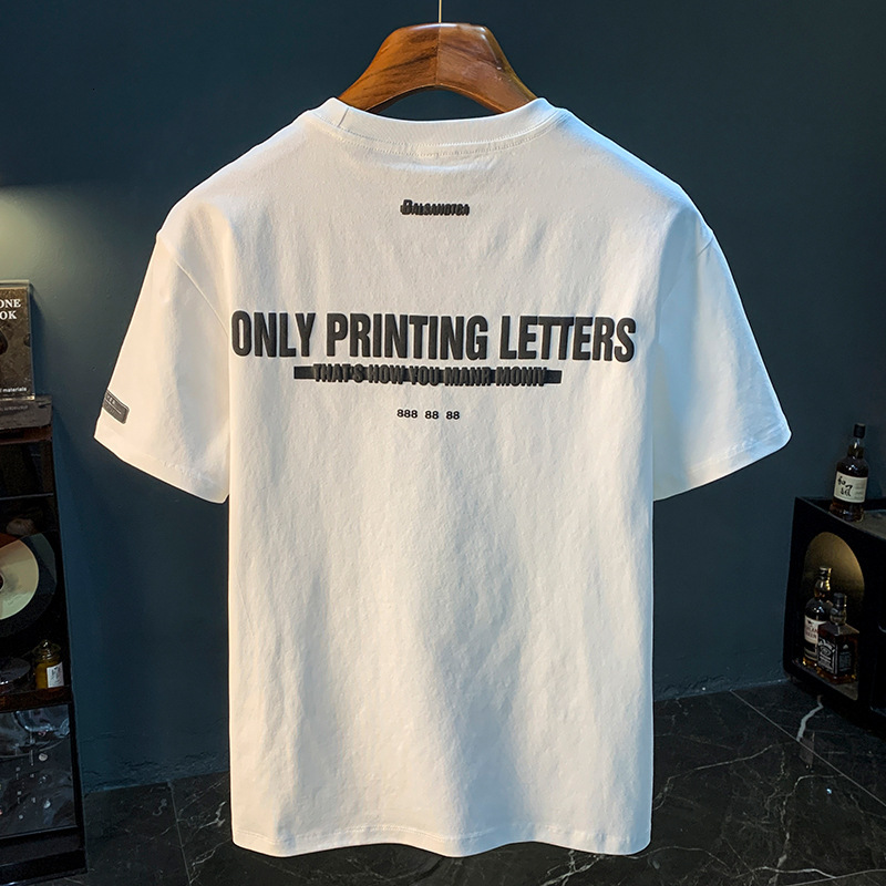 Letter Print Trendy Brand Heavyweight Short Sleeve T-shirt For Men Designer Hoodie 2025 Summer Thin Designer Shirt Loose Casual Half Sleeve Tee For Men