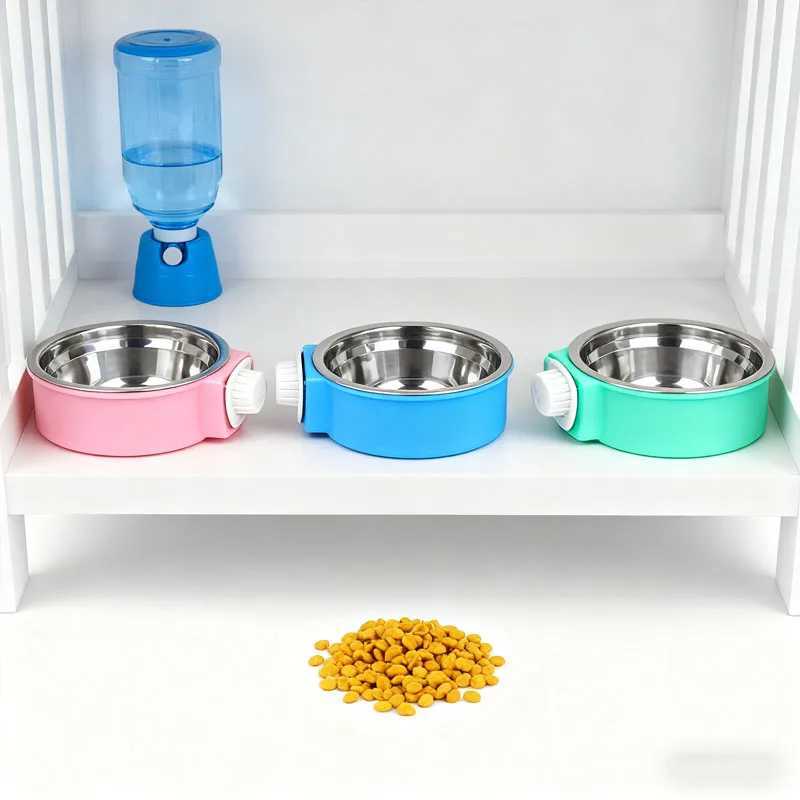Pet Dog Supplies Fixed Hanging Cage Dog Bowl Cat Bowl Food Bowl Stainless Steel Cat Food Bowl Single Bowl Hanging Drinking Bowl C251009