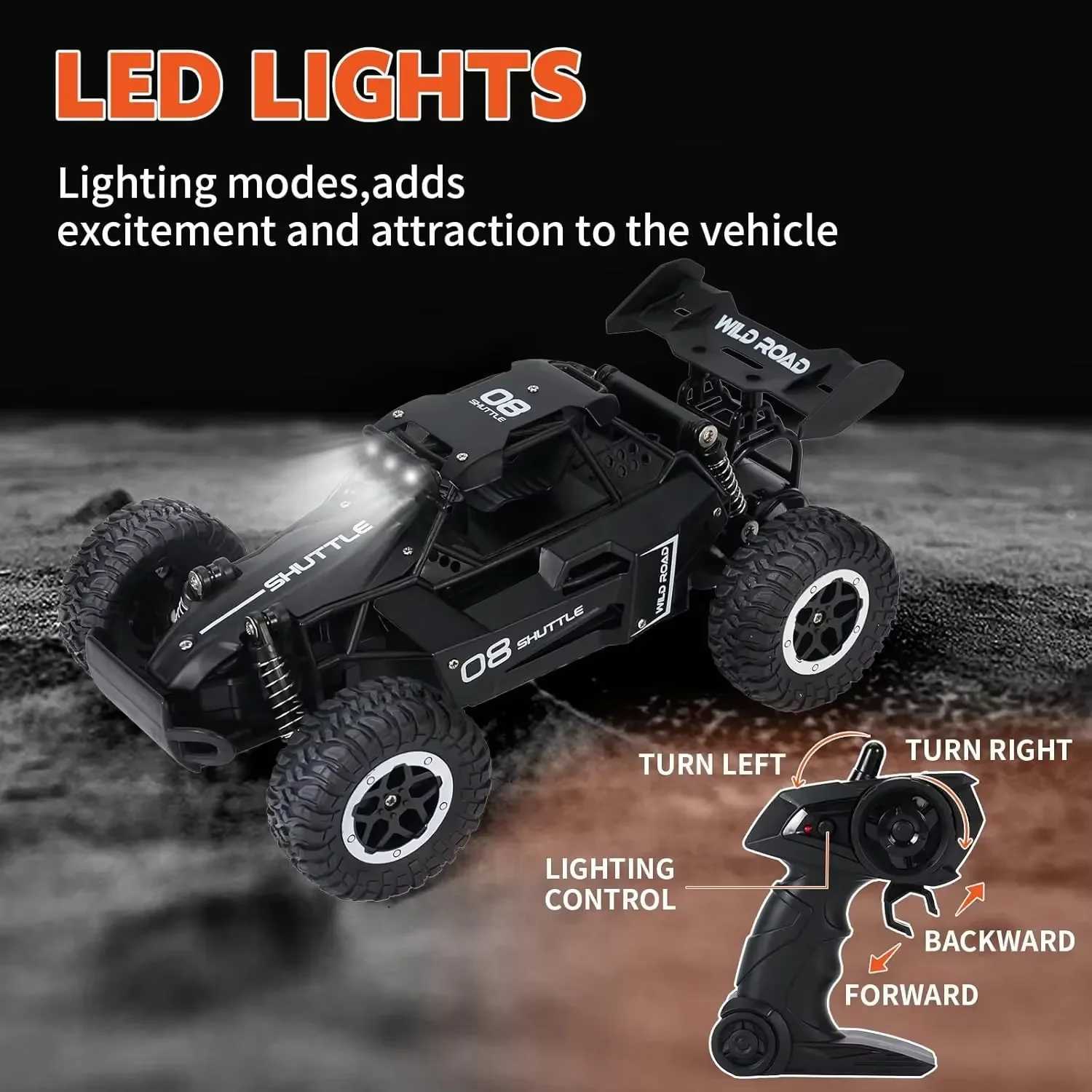 116 24G HighSpeed 2WD OffRoad RC Car Model DK087 with LED Lights Outdoor Climbing Toy Truck Ideal Gift for KidsT251010